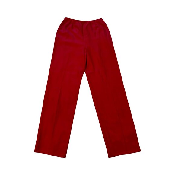 Bill Blass Red Wide-Leg Silk Trousers - Picture 1 of 2